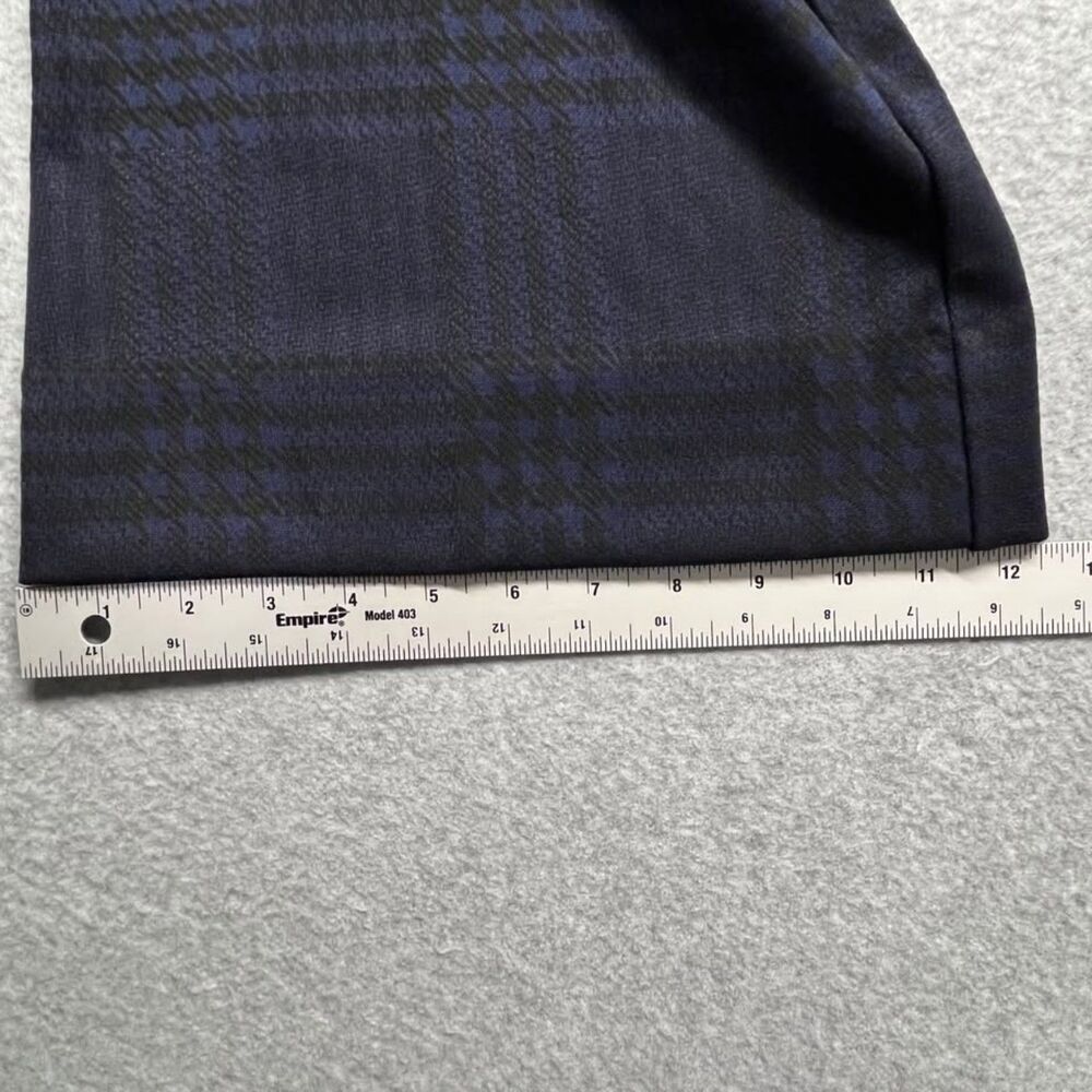 CAbi Women's Size 14 Navy Plaid Wide Leg Flare Trousers Dress Pants Stretch - Picture 8 of 8
